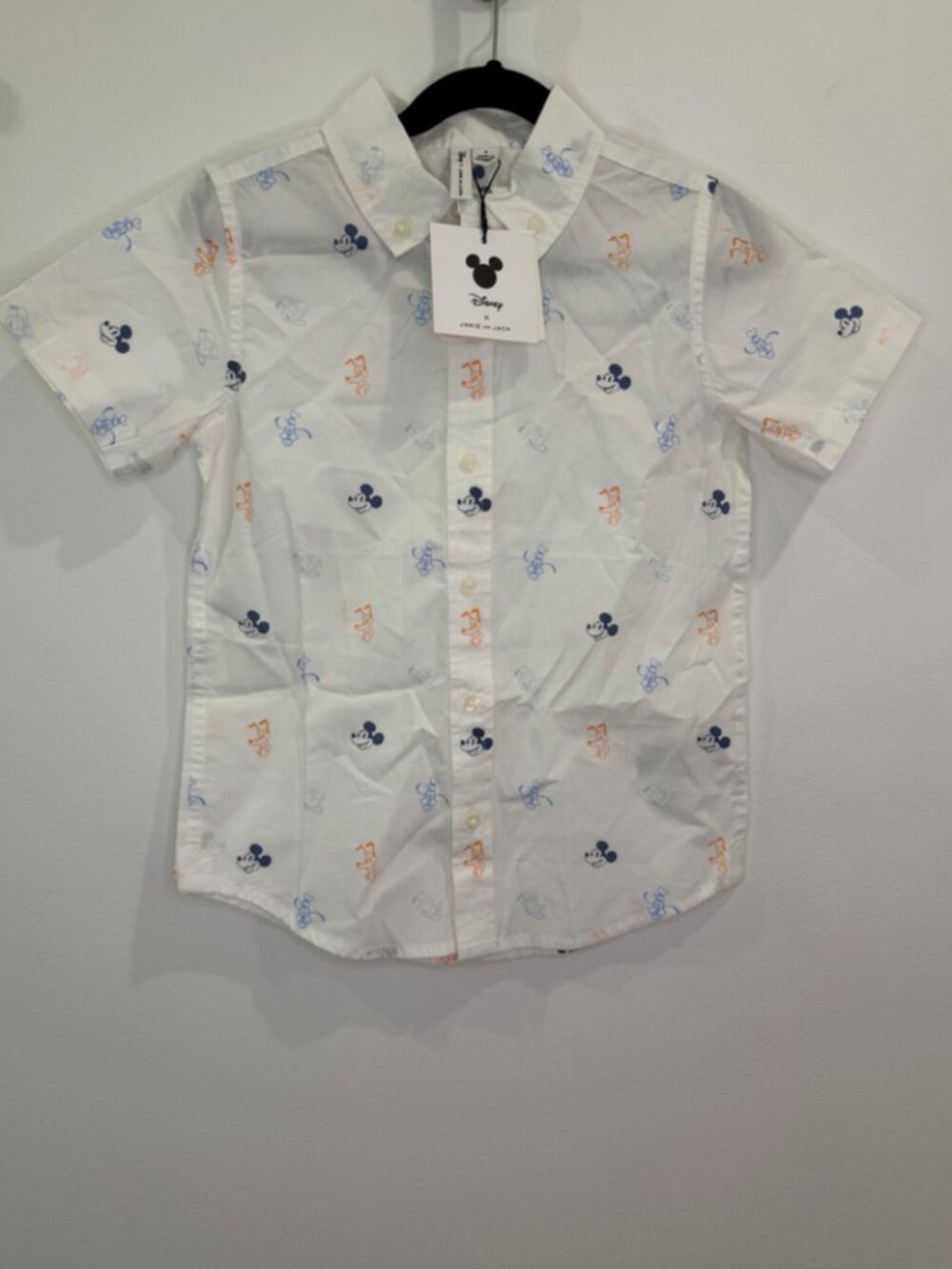 NWT Disney x Janie and Jack Mickey Mouse Short Sleeve Button Down Shirt Size 6